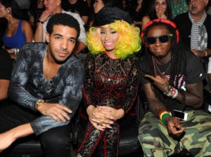 Drake, Nicki Minaj, Lil Wayne at the 2012 MTV Video Music Awards at Staples Center on September 6, 2012 in Los Angeles, California