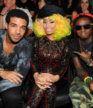 Drake, Nicki Minaj, Lil Wayne at the 2012 MTV Video Music Awards at Staples Center on September 6, 2012 in Los Angeles, California