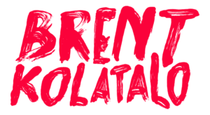 A green background with red text that says brent voltaire.