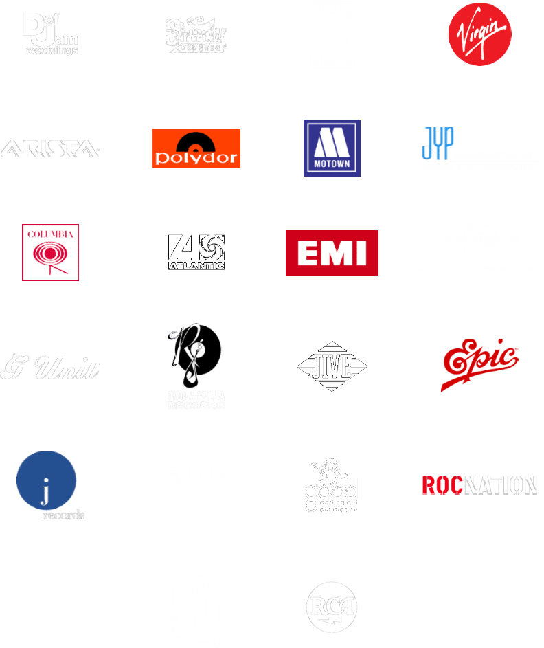 A green background with many different logos