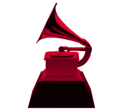 A red gramophone is sitting on top of a pedestal.